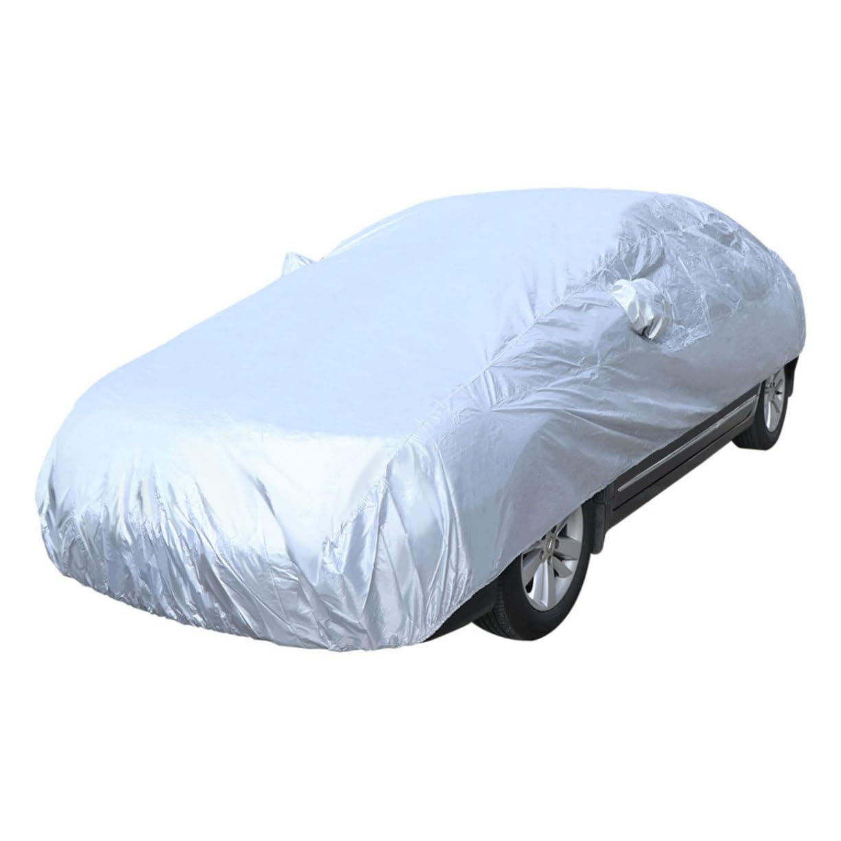 BUGUUYO XL Full Car Cover Silver Uv Outdoor and Scratch Easy to Store Breathable Car Shade for Use