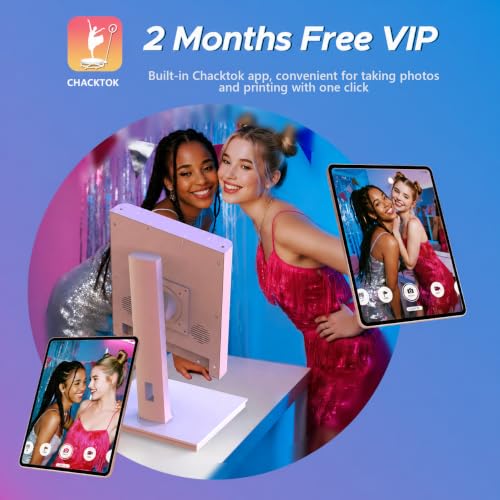 Image of Portable Photo Booth Machine Touch Screen with Printer and HD Camera, Photobooth with Software APP and Remote Control Photography,LED Surround Light (10.3'')