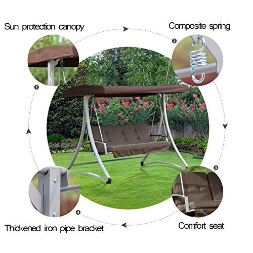ZDYLMY Garden Patio Swing Chair 3seater 300 kg Load Sunscreen Garden