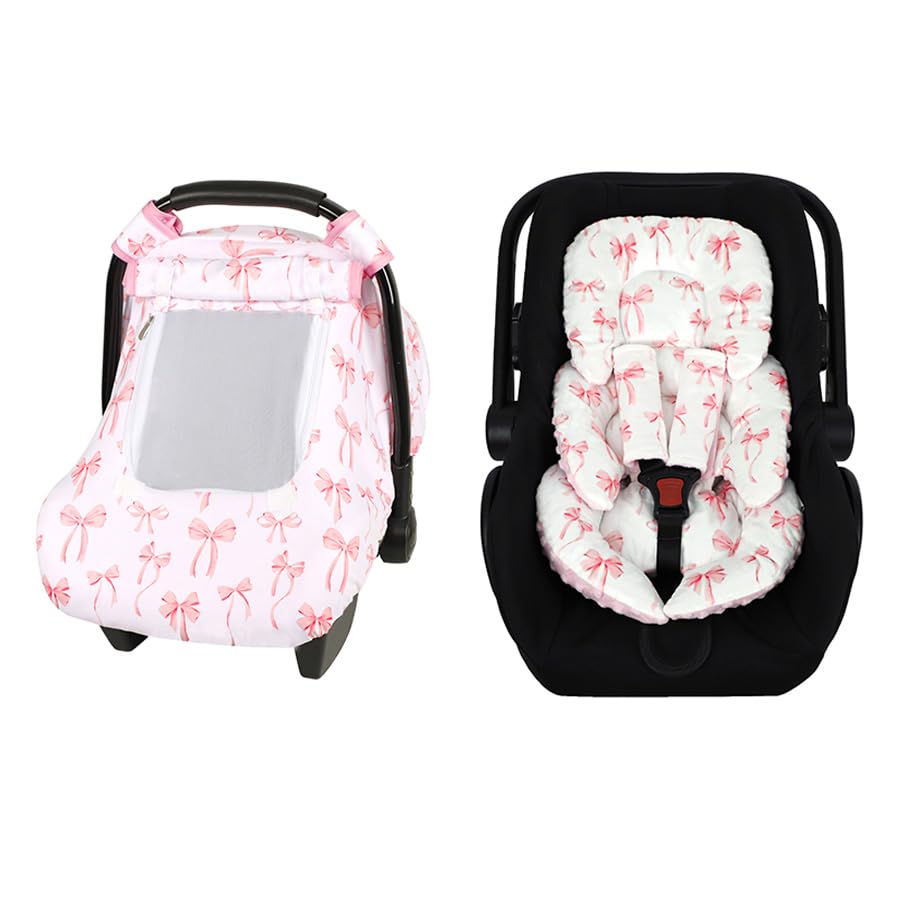 Cobertor para asiento de bebé con cojín rosa miniatura 1