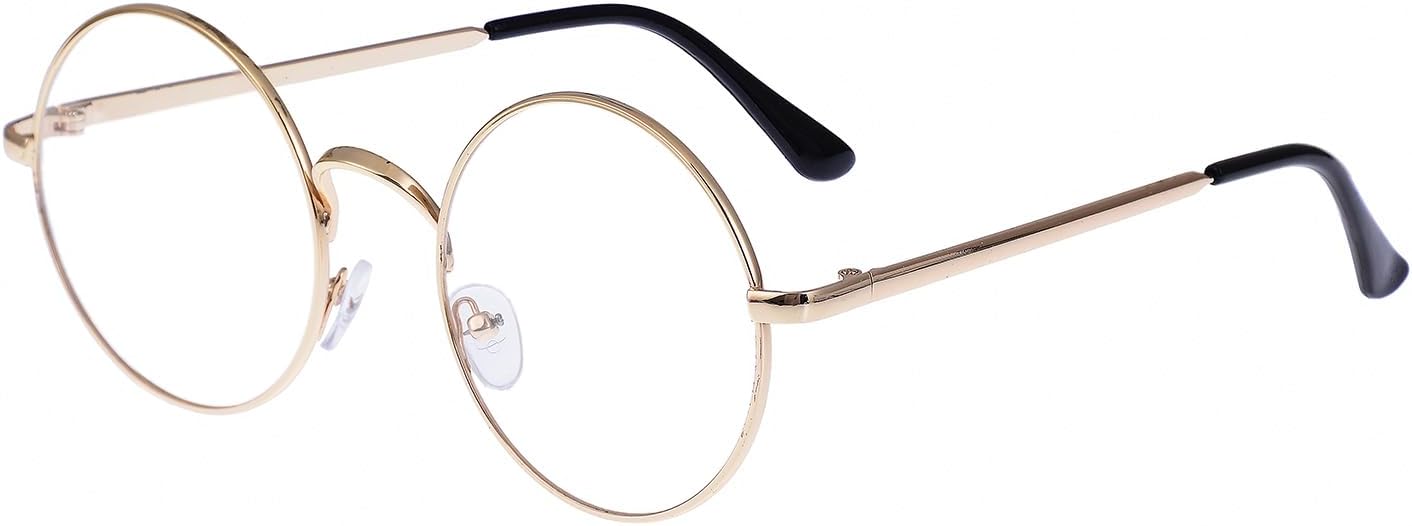 Large Oversized Metal Frame Clear Lens Round Circle Vintage Eye Glasses 5.4 * 2inch