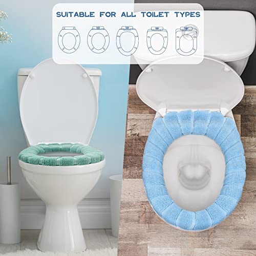 8 Stück weiche WC-Sitzbezug-Pads, waschbar, Toilettensitzkissen, länglich, dehnbar, Toilettensitzwärmer, dicker, Toilettensitzbezug für Badezimmerdekorationen, 8 Farben (gestreift) – Bild 7