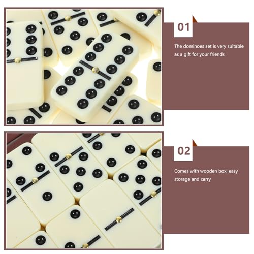 Milisten Dominoes Entertainment Toy Classic Dominos Game SET BUILDING DOMINOES BLOCK TOYS Professional Tournament Domino Holiday Party Entertainment Game with Wooden Box Retro Dominoes Game