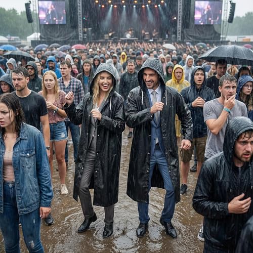 welsberg 2 Stück Regenponcho Damen und Herren Wasserdicht Atmungsaktiv Regenjacke Regenschutz Reganmantel für Festival Konzert Camping Wandern Angeln Sport, Schwarz
