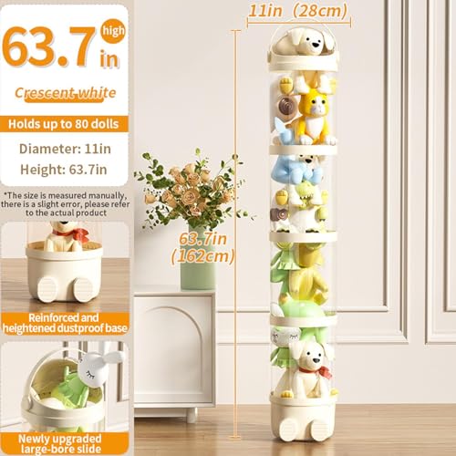 Tube de rangement en peluche avec support transparent à 4 couches
