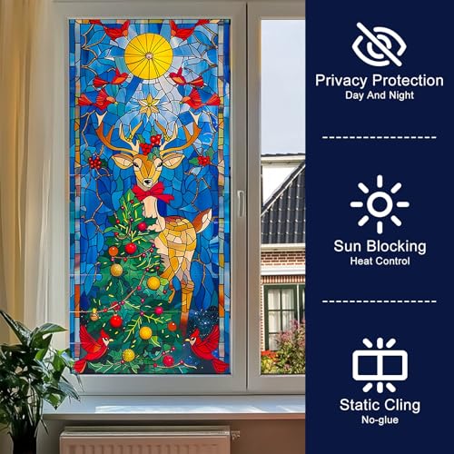 Película decorativa para ventana diseño reno 17.7 x 39.3 pulg miniatura 2