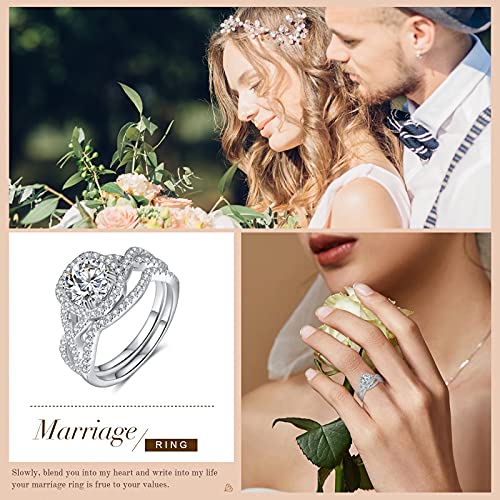 Lorajewel 1.50 Carat,7.5Mm Round Diamond Sterling Silver Wedding Rings For Women,Moissanite Engagement Ring,Anniversary Promise Rings For Her, I Love You Gifts #TOP2