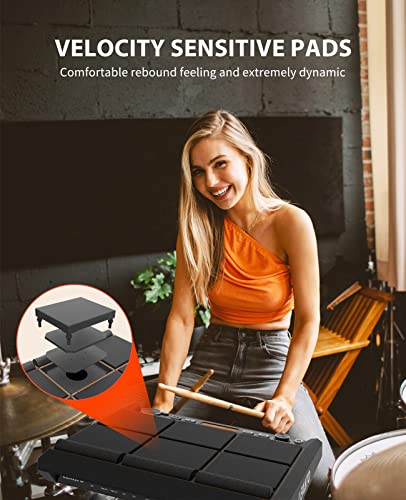 image for LEKATO Percussion Sample Pad, Electric Drum Pad with 9 Velocity-Sensit