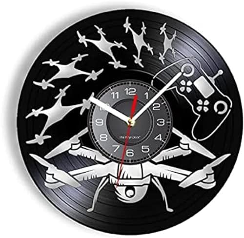 Reloj de pared Silencioso y sin tictac Moderno Reloj de pared de vinilo de 30 cm DJ UAV Reloj de...