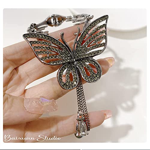 Bow Light Luxury Premium Feeling Hairpin, Temperament Bow Ponytail Buckle Hairpin, Sparkling Butterfly Braided Hair Clips, Bow Ponytail Buckle Hairpin, Elegant Meatball Head Hairpin (2Pcs Black+Gold B) #TOP4