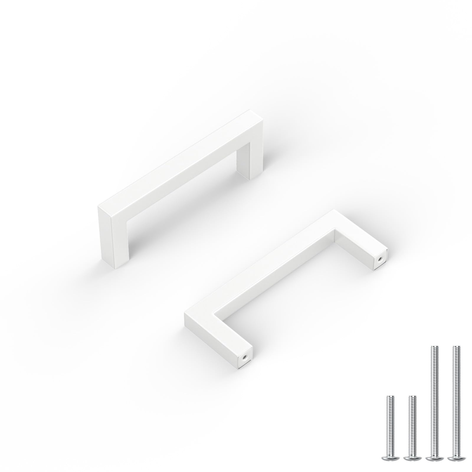 goldenwarm 25 Pack 3 in Cabinet Pulls White Drawer Pulls White Cabinet Handles Square Bar Handles Kitchen Drawer Hardware Stainless Steel Dresser