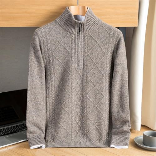 Kelsiop Fashion Winter Cashmere Men's Half High Zipper Thickened Knitwear High End Sweater Plus Size3