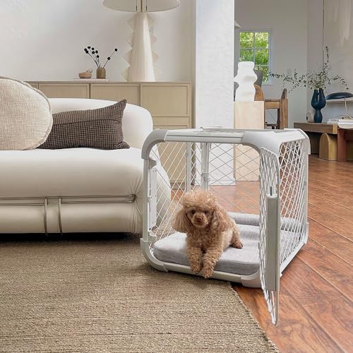 DIGGS Evolv Dog Crate - Slim, Durable Dog Kennel with Removable Ceiling Panel and Modular Design - Safe, Stylish, and Convenient (Ash, Medium)