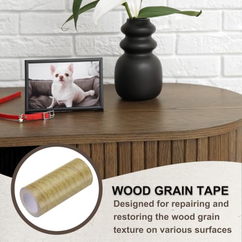 Image of PATIKIL Wood Grain Tape 4.7 inch x 15 Ft, Self-Adhesive Wood Texture Repair Tape Realistic Wood Effect Contact Paper Patch for Furniture Cabinets Floor Walls Home Decoration, Brown Oak