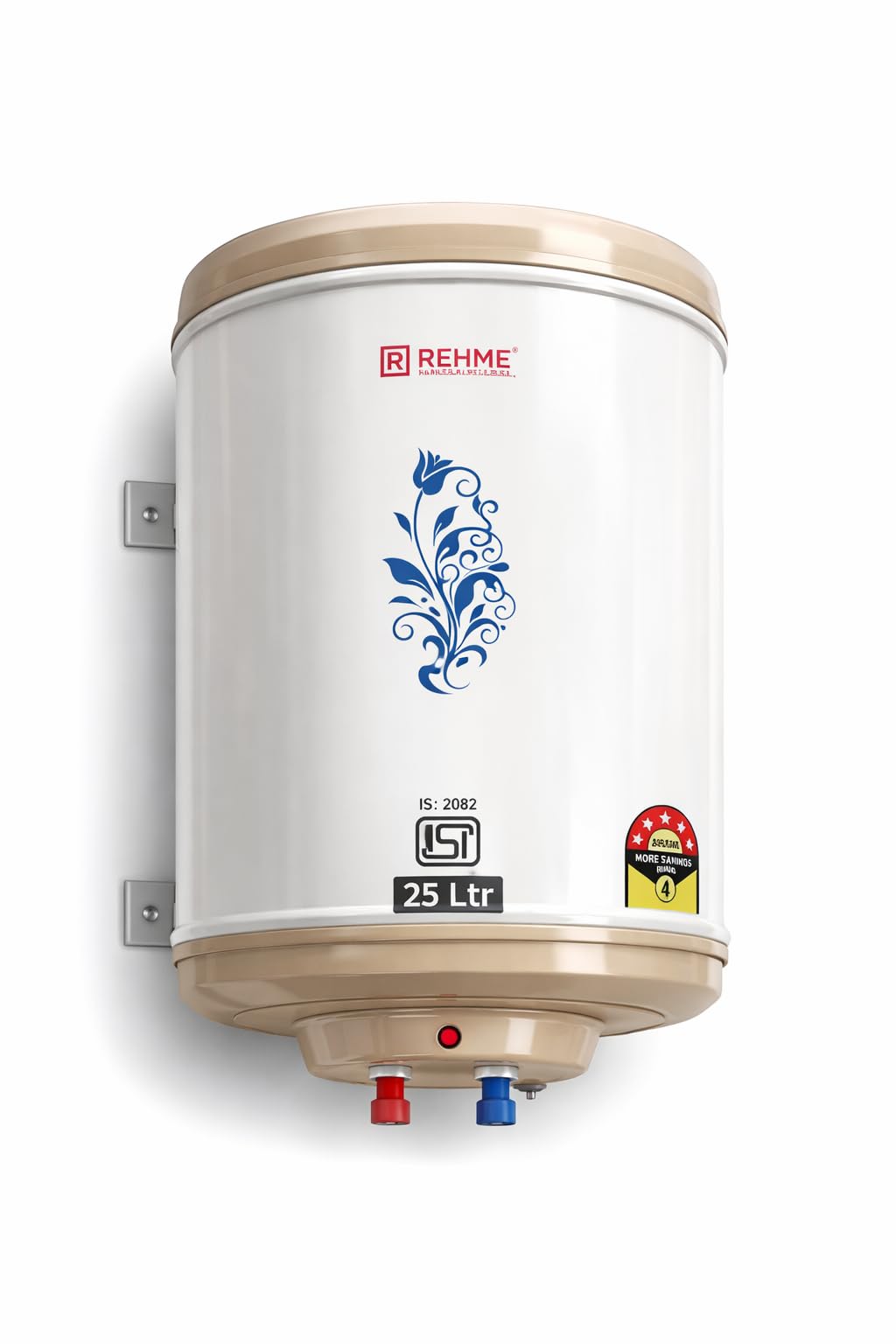 Rehme Storage Water Heater, 25 Ltr, Stainless Steel Tank, 2000 Watt, 8 Bar Pressure Rating, Adjustable Thermostat, ISI Certified