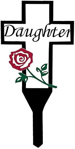 LIBOOI Estaca de metal con cruz de jardín, decoración junto a la tumba para cementerio, cementerio conmemorativo con estaca de cruz de metal, pila