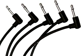 Starving Students Music Supplies Luigis Modular M-PAR Right Angled Eurorack Patch Cables - Package of 5 Black Cables, 6
