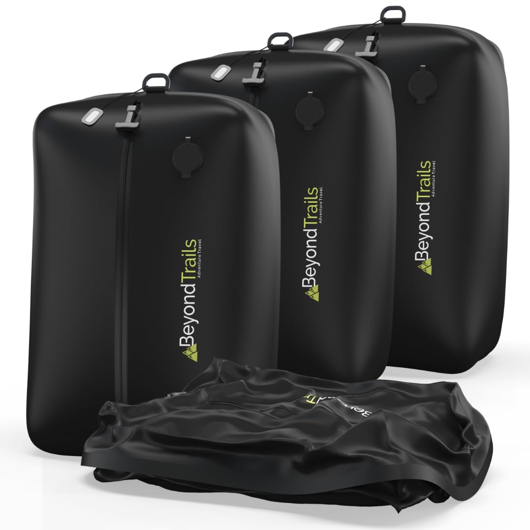BeyondTrails Vacuum Compression Packing Cubes for Clothes with Pump | Vacuum Travel Bags | Storage Bag | Suitcase Travel Accessories | Packing Organiser | Plane Essentials | Luggage Gear