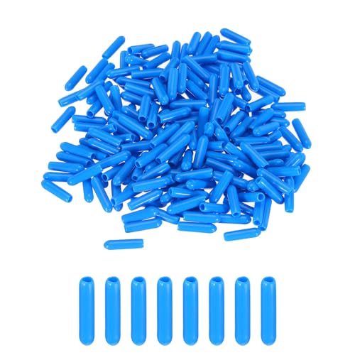Image of MECCANIXITY 200pcs 3mm(1 /8 inch) Rubber End Caps Cover PVC Vinyl Screw Thread Protector Round Wire Shelf Caps for Screw Bolt Pipe Fence Post, Light Blue