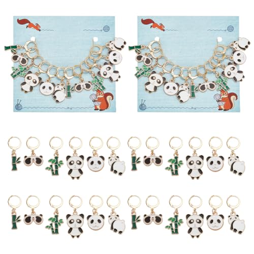 NBEADS 24 Pcs Panda Bamboo Enamel Stitch Markers