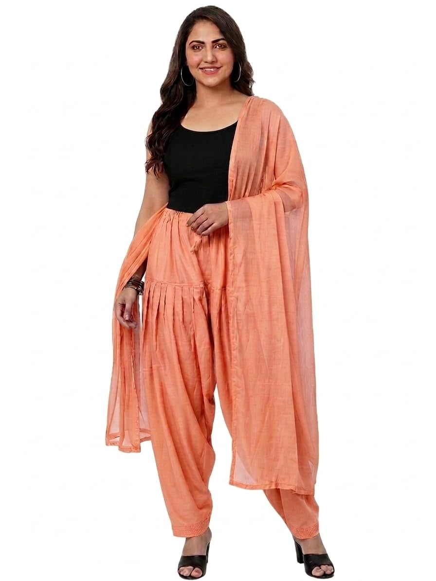 white tulips Women's Easy-Fit Cotton Semi-Patiala Pants & Vibrant Dupatta Combo | Free Size Ethnic Set | Stylish Free Size Ethnic Bottom Wear for Women | Multicolor-picture-28