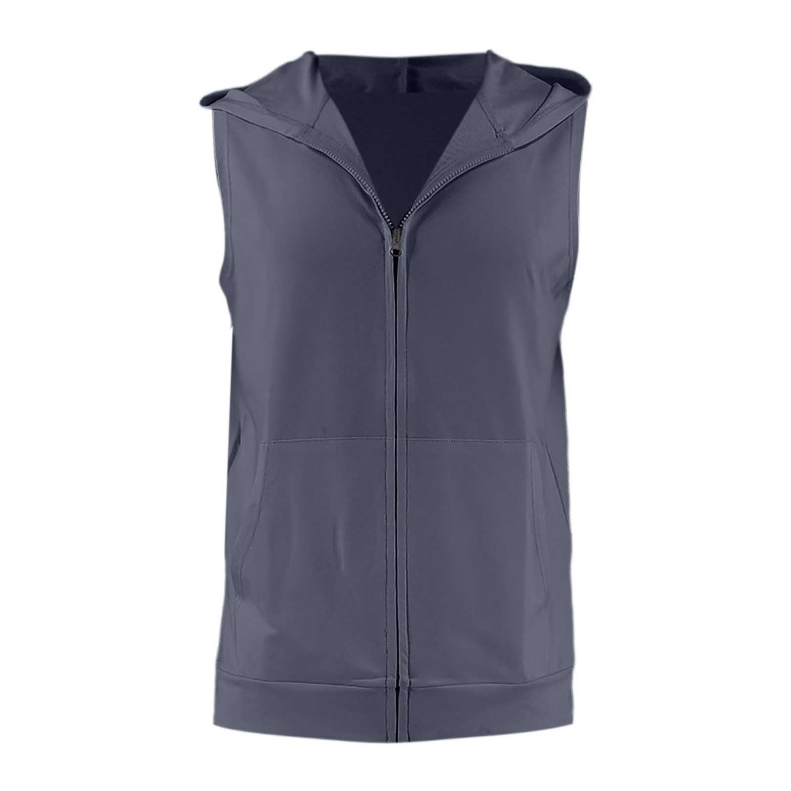 Sweatjacke Damen Zip Hoodie Ärmellos Leichte Freizeitjacke mit Kapuze Reißverschluss dünne Weste mit Taschen Casual Sport Sweatshirt