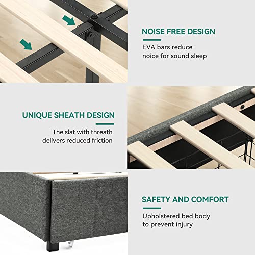 Yitahome MAYIHAUF95 Queen Bed Frame, Grey Upholstered Bed Frame With Headboard, Platform Bed With 2 Storage Drawers thumb #4