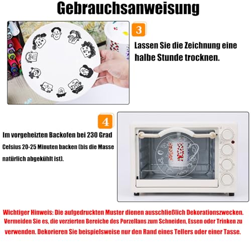 Pontedinvoy porzellanstifte spülmaschinenfest，Wasserfester1.0-3.0mm，12 Farben Geeignet für Zeichnungsmuster und Designkreationen Porzellan.