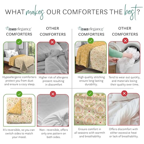 Image of HOME ELEGANCE by Mytrident Printed AC Comforter Set Double Bed | Quilt Blanket for Summer| King Size | 220 cms x 240 cms | Eden