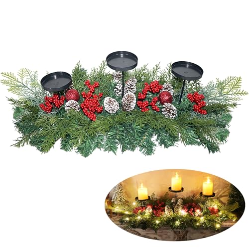 27.6" Christmas Table Centerpiece with Lighs Christmas Candle Holders with