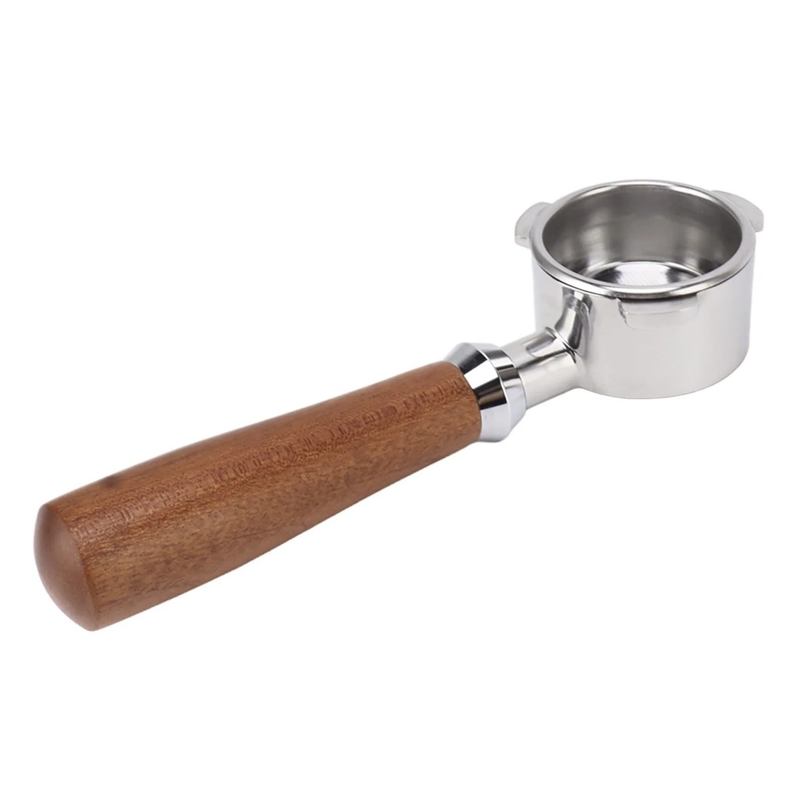 Portafiltro Sin Fondo De Café Con Manija De Madera Acero Inoxidable