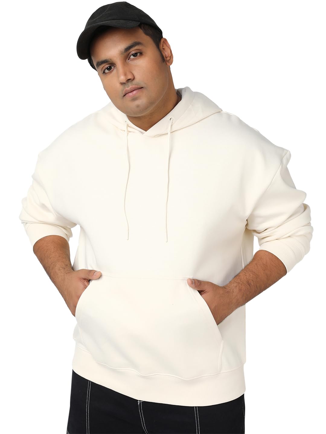 bewakoof Heavy Duty 1.0 Men's Solid Oversized Fit Full Sleeve Fleece Plus Size Hoodies-picture-19