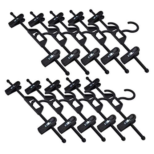 Cabilock Adjustable Pants Rack Set Plastic Pants Hanger 10 Clips for Easy Clothing Storage