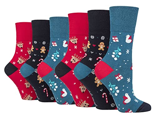 Chaussettes de Noël femme amples pour le cocooning à la maison - 6 paires douces Gentle Grip