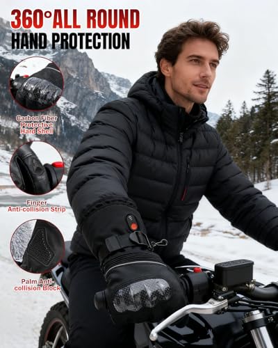 Lorrtta Heated Gloves for Men Women, Upgrade Heated Motorcycle Gloves with Anti-Drop Design, 3000mAh 2 Battery Rechargeable Winter Gloves for Skiing Motorcycle Cycling Fishing, Size XL - Image 6
