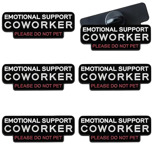 6Pcs Emotional Support Coworker Pins, Please Do Not Pet Funny Enamel Pin, Emotional Support Funny Pins for Work, Office, Backpack, Coat