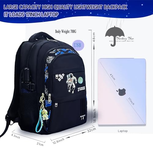 Luminous Backpack School Bag with Anti-Theft Lock Luminous Pattern Travel Laptop Waterproof Black With Usb Charging Port & Headphone Port School Backpack Includes Luminous Pencil Bag3