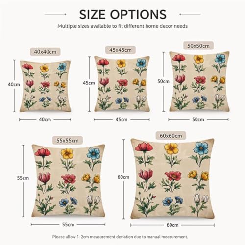 Coussin extérieur imperméable 55x55 beige lin fleur déco lit canapé - 8