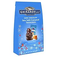 Vista 9 de GHIRARDELLI Muñecos de nieve de chocolate con leche y caramelo, bolsa de 5.8 oz, dulces de chocolate navideño premium envueltos individualmente