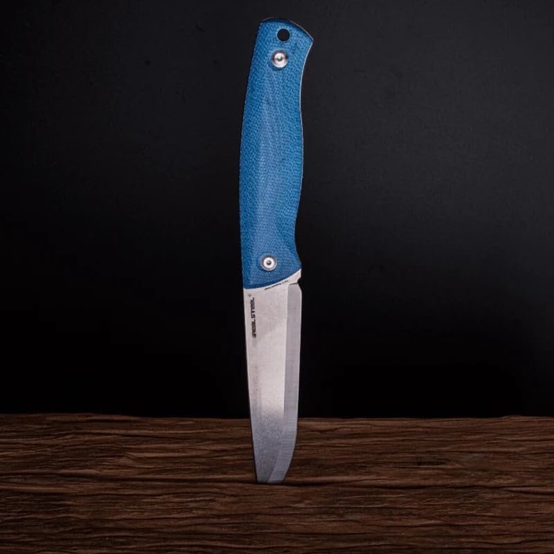 REALSTEEL Pathfinder Bushcraft Fixed Knife - 14C28N Blade with Micarta Handle- Perfect for Everyday Tasks - Denim