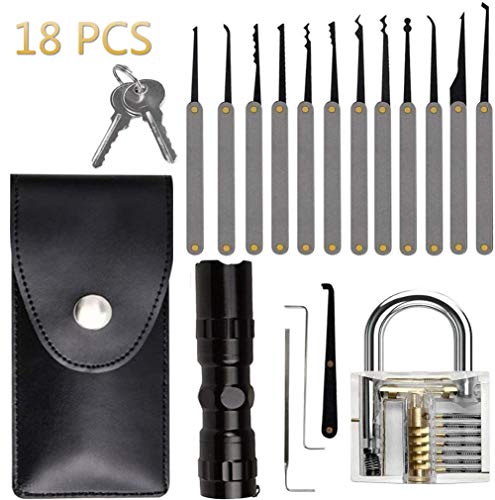 ZINUY-HH Lọck Lọck Pịck Sẹt Lọck Pịck Sẹt 18pcs Lọck Sẹt Flashlịght Set,staịnless