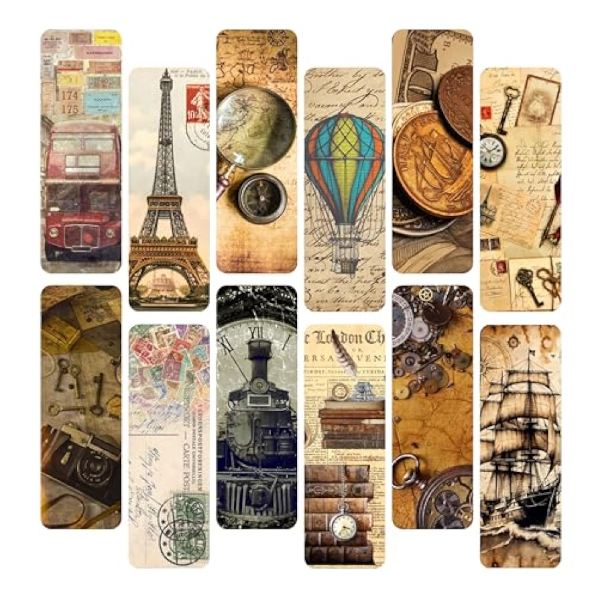 Pack of 12 Vintage Bookmarks for Kids and Teachers