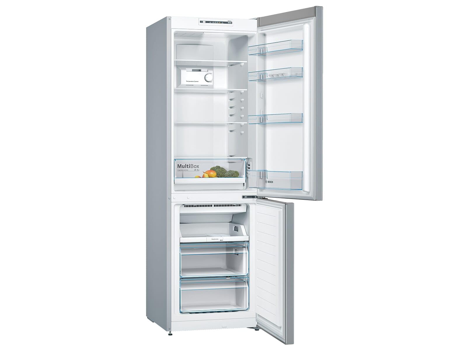 Bosch Electrodomésticos, Serie 2, Frigorífico combinado de libre posicionamiento, 186 x 60 cm, Inox look, KGN36NLEA