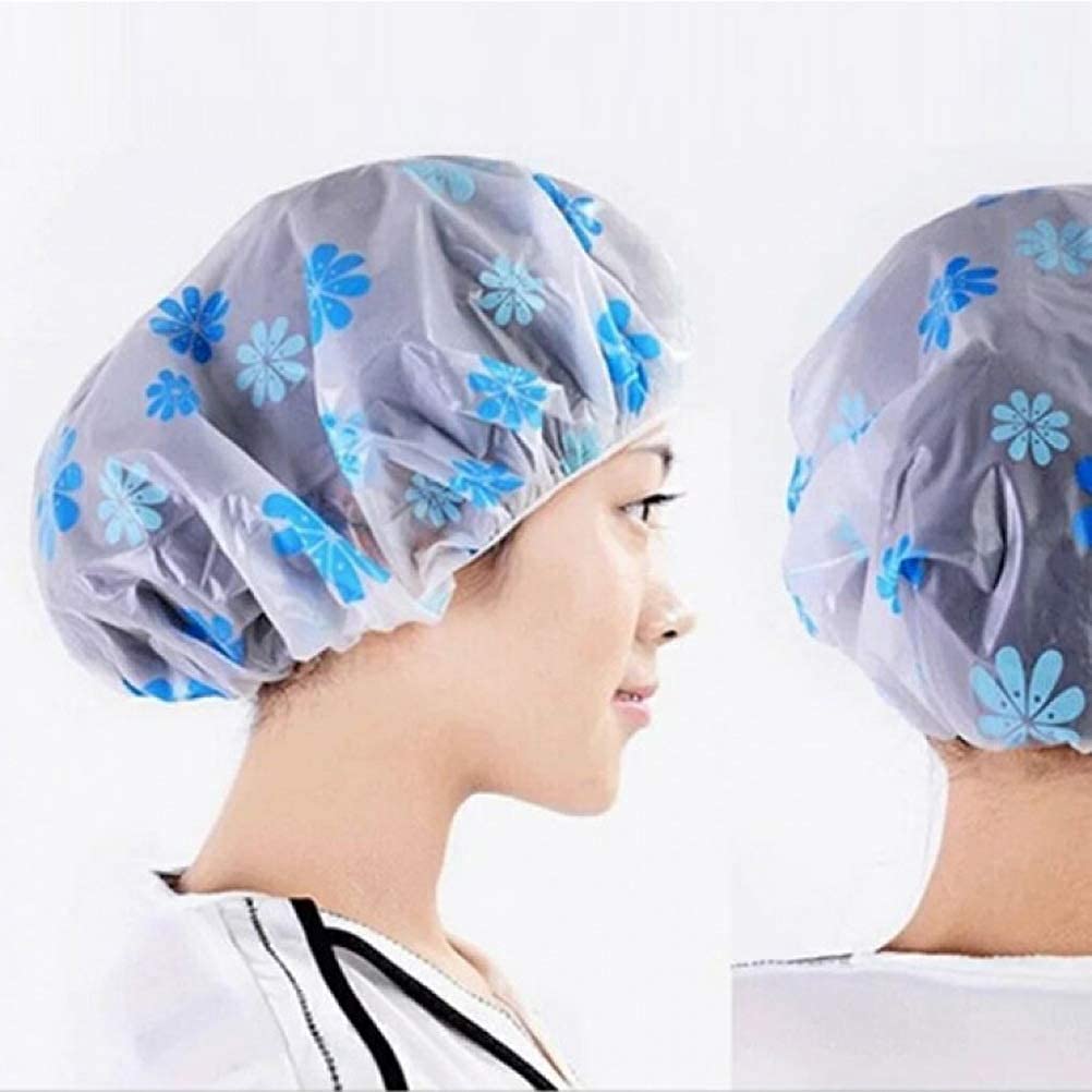 PARIS PLUS Waterproof Shower Cap, Reusable Shower Bath Caps, Elastic Band Bathing Shower Hair Caps, Coloured Polka-dot Plastic Caps(multi color)