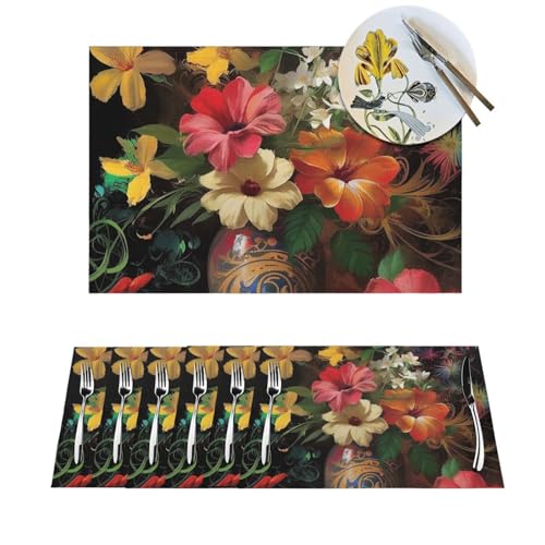 Sets de table résistants à la chaleur au tissage floral haut de gamme - 2