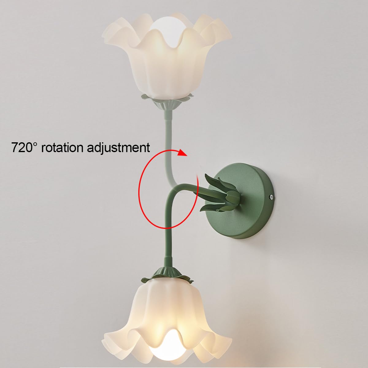Lampada da Parete in Ferro da 4,7 Pollici, Girevole, Comodino, Lampada da Lettura a Parete, Lampada da Parete in Acrilico a Forma di Fiore, E27, Applique da Parete per Bagno, Soggiorno