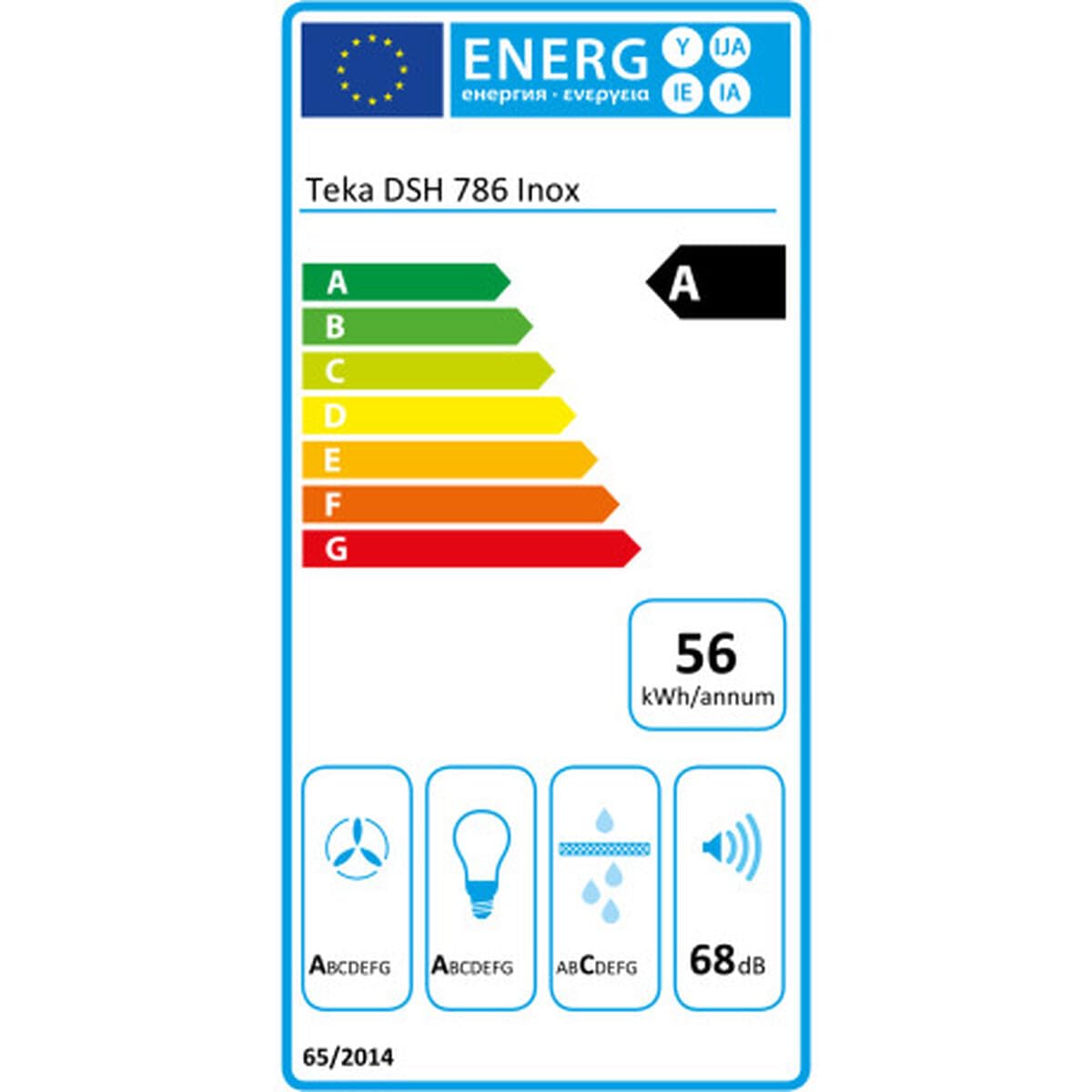 TEKA Campana Extractora de Pared 70 cm con Motor EcoPower, 4 Velocidades, Iluminación LED, Extracción máx.735 m3/h, Compatible con recirculación, DSH 786