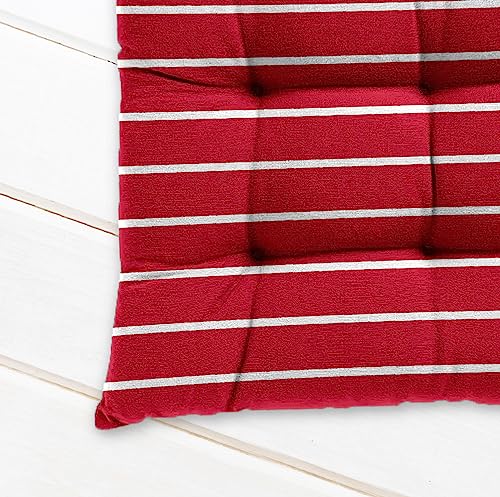 Image of Cotton Shell with Mixed Fiber Filled Printed Chair Cushion - Red Stripe