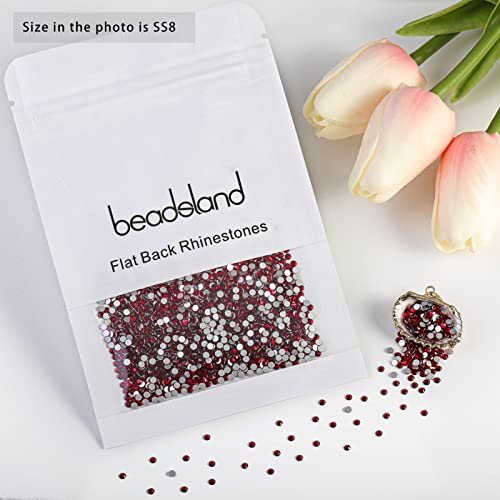 Image of Beadsland 2880pcs Flat Back Crystal Rhinestones Round Gems for Nail Art and Craft Glue Fix,Siam,SS8,2.3-2.5mm