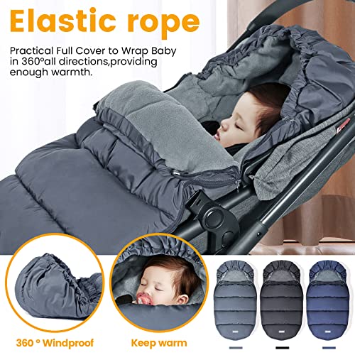 Image of Orzbow Universal Stroller Footmuff, Winter Baby Bunting Bag, Weather-Proof | Warm Cozy Down Alternative, Soft Machine Washable Blanket Cover with Adjustable Buckles, Fits Most Strollers, Baby Essentials